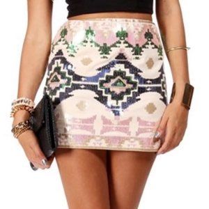 NWT Express Aztec Sequin Mini Skirt